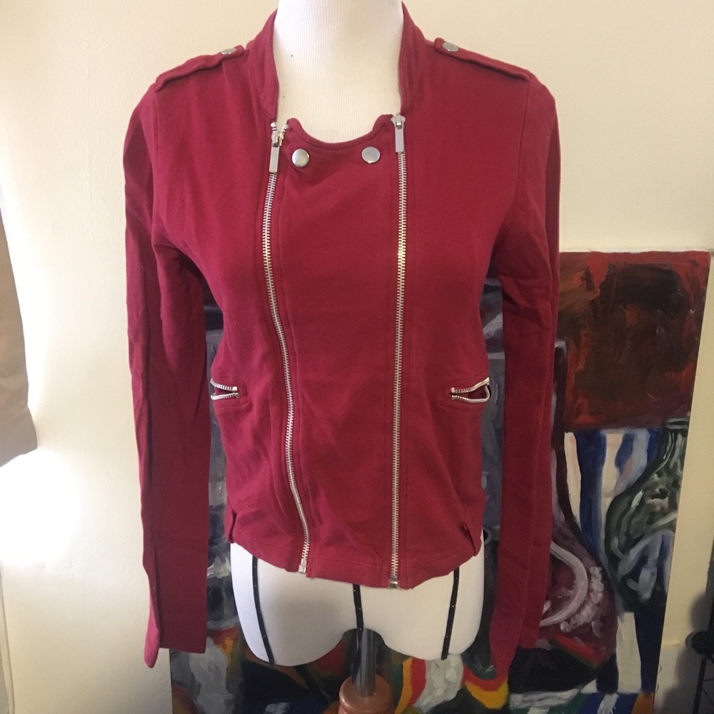 Red motorcycle style sweater